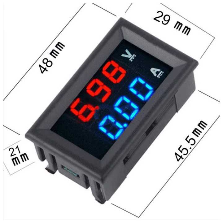 Voltmetru si Ampermetru 0-50A rosu DC 4-30V VOLT/AMP 50A