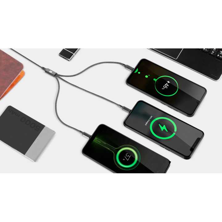 Cablu USB 3in1 1m Lighning iPhone TYPE C si micro USB REBEL RB-6005-100-B