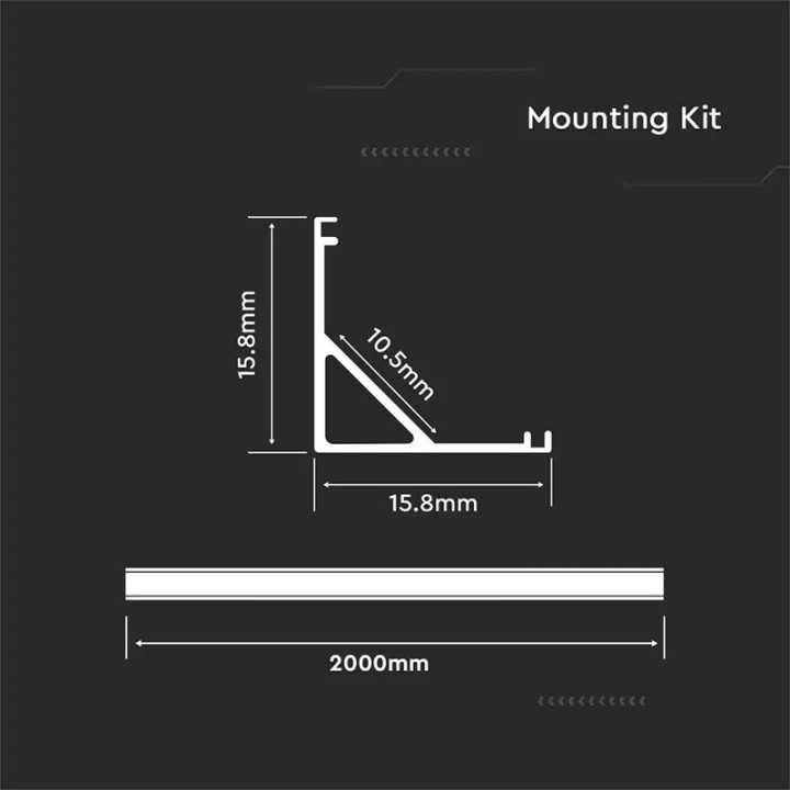 Profil aluminiu pentru banda LED 2m 15.8x15.8 mm alb pe colt V-TAC SKU-3369