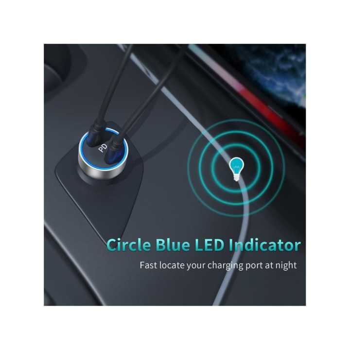 Incarcator auto 2x USB Type C PD 3.0 40W Choetech C0054-V2-SL