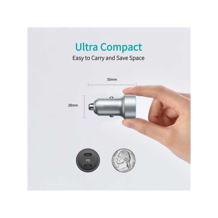 Incarcator auto 2x USB Type C PD 3.0 40W Choetech C0054-V2-SL