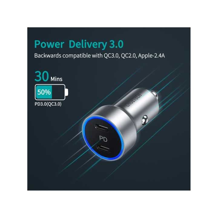 Incarcator auto 2x USB Type C PD 3.0 40W Choetech C0054-V2-SL
