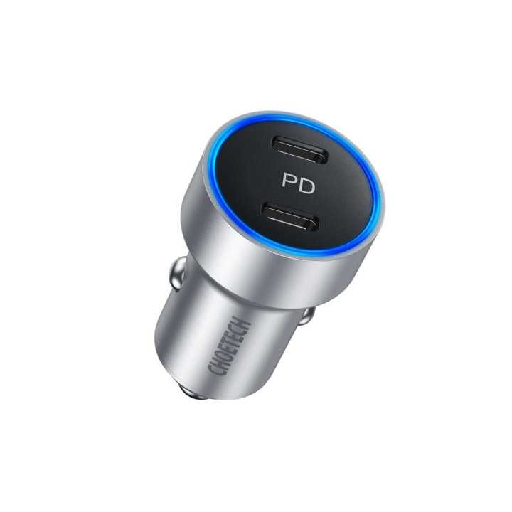 Incarcator auto 2x USB Type C PD 3.0 40W Choetech C0054-V2-SL
