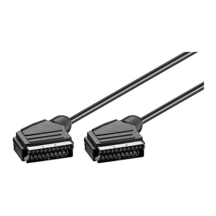 Cablu Euro SCART 21 pini 7mm - Euro SCART 21 pini 7mm 1.5m tata-tata negru