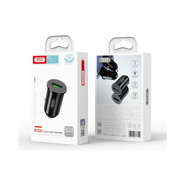Adaptor auto 1x USB QC 3A 18W negru XO CC35 IXADACARCC35NEG