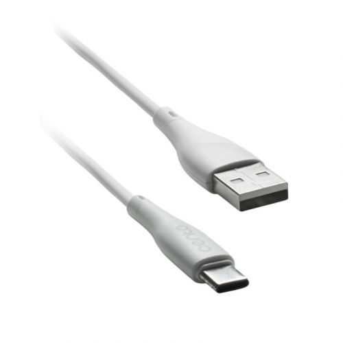 Cablu USB Type C - USB 1m 3A silicon alb CENTO C101