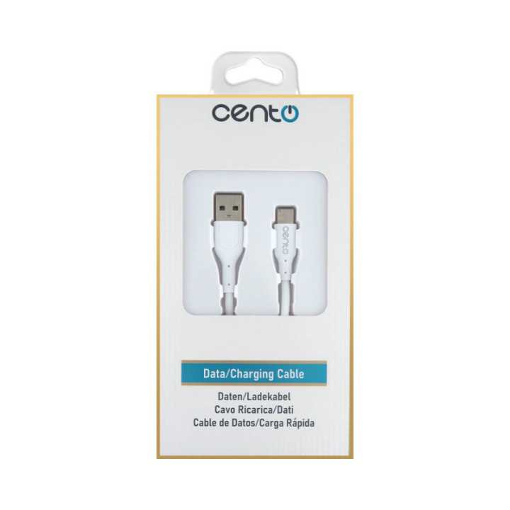 Cablu USB Type C - USB 1m 3A silicon alb CENTO C101