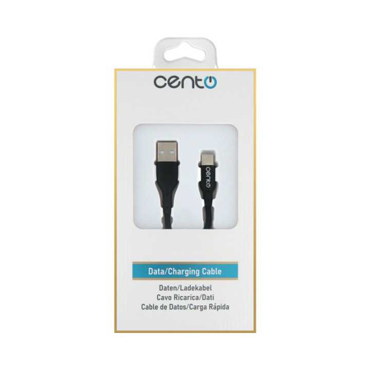 Cablu USB Type C - USB 1m 3A Silicon negru CENTO C101