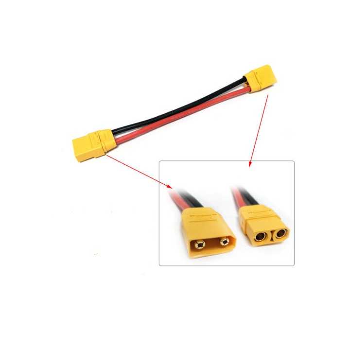 Set prelugitor mufa XT30 tata mama cu cablu siliconic 16AWG 10cm max 15A 500V