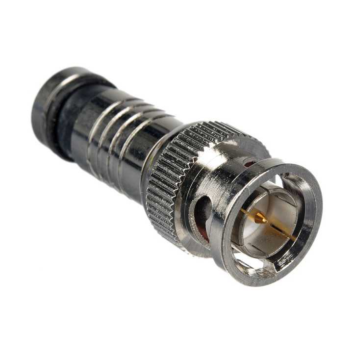 Mufa BNC tata sertizare prin compresie 75 ohm pentru RG59 cu pin aurit