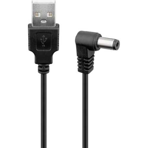 Cablu USB - DC 5.5 x 2.1 mm 90 grade 1m negru Goobay 55158