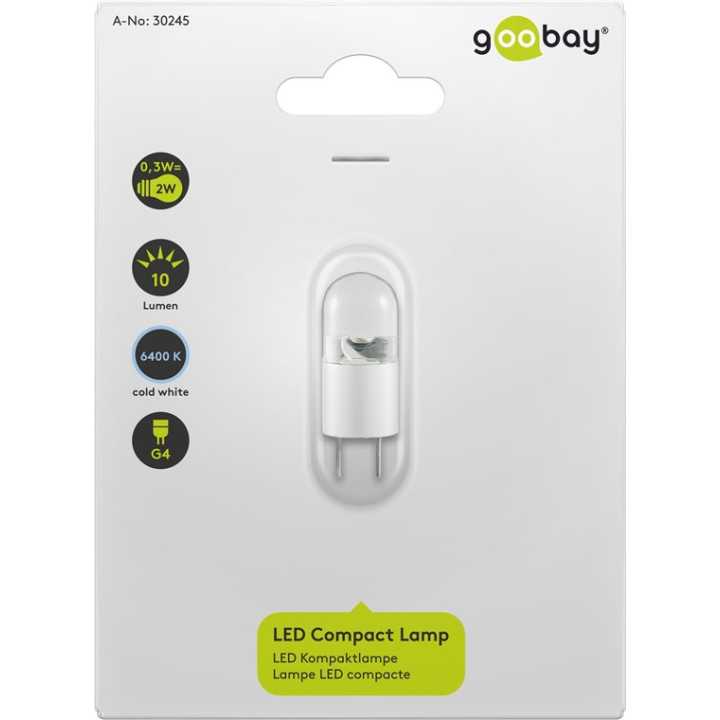 Bec LED G4 12V 0.3W alb rece 6400K 10lm 23.5x11.2 mm Goobay 30245