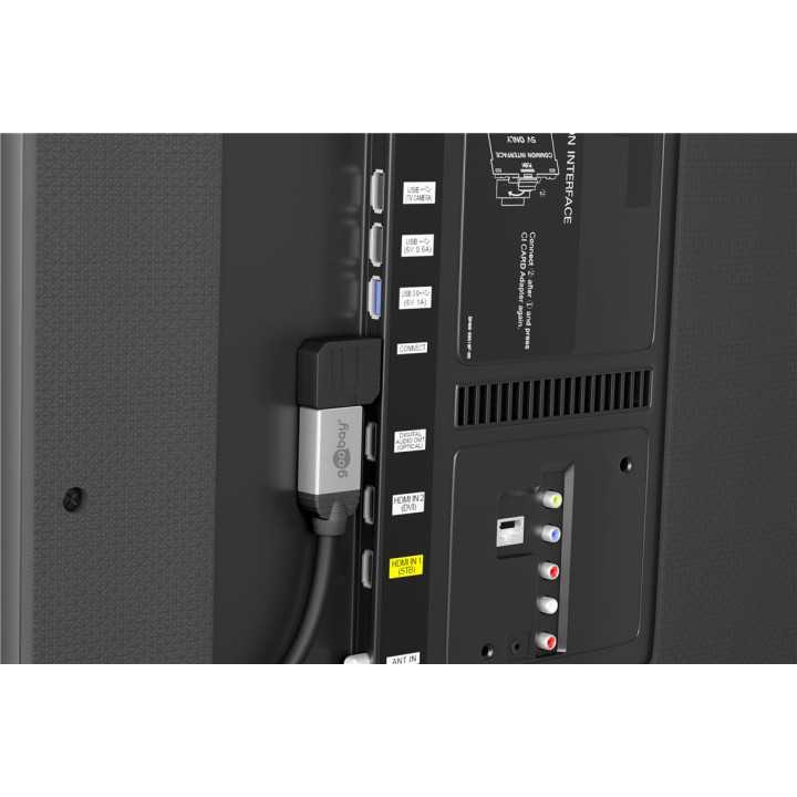 Adaptor HDMI mama-tata la 270 grade 4K Ultra HD 2160p 60Hz placat cu aur negru Goobay 51725