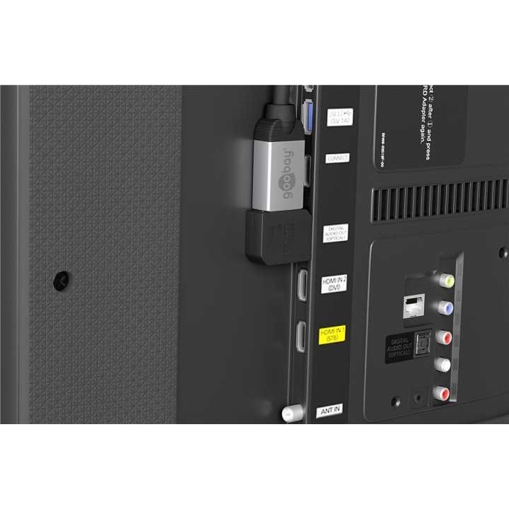 Adaptor HDMI mama-tata la 90 grade 4K Ultra HD 2160p 60Hz placat cu aur negru Goobay 51724