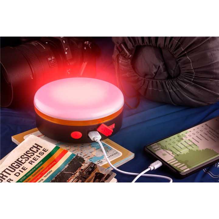 Lampa solara de camping cu LED acumulator 18650 si telecomanda IR Goobay 60344
