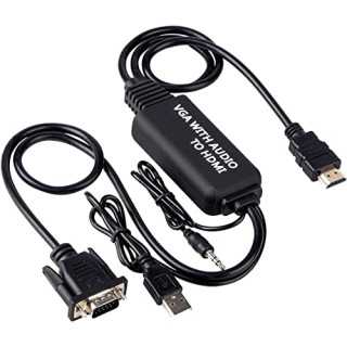 Cablu adaptor convertor VGA tata + audio JACK 3.5 mm tata la HDMI tata 1.8m alimentare prin USB