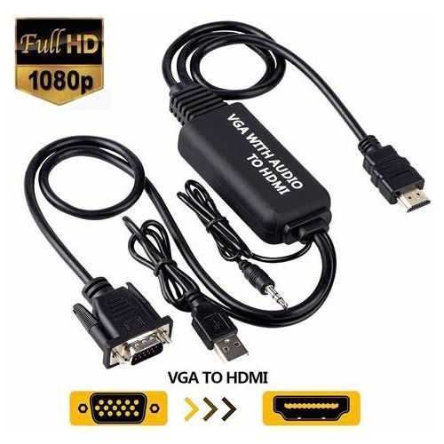 Cablu adaptor convertor VGA tata + audio JACK 3.5 mm tata la HDMI tata 1.8m alimentare prin USB