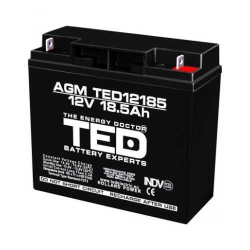 Acumulator TED 12V 18.5Ah AGM plumb acid terminal T3 181mm x 76mm x h167mm