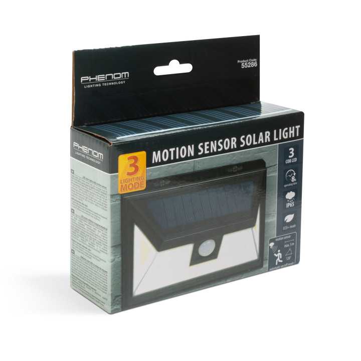 Reflector solar cu senzor de miscare 3 LED-uri COB 5W 300lm IP65 Phenom Lighting 55286