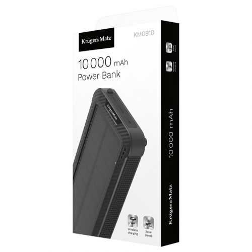 Power Bank 10000mAh LI-POL SOLAR + QI incarcare wireless 5W Kruger&Matz KM0910