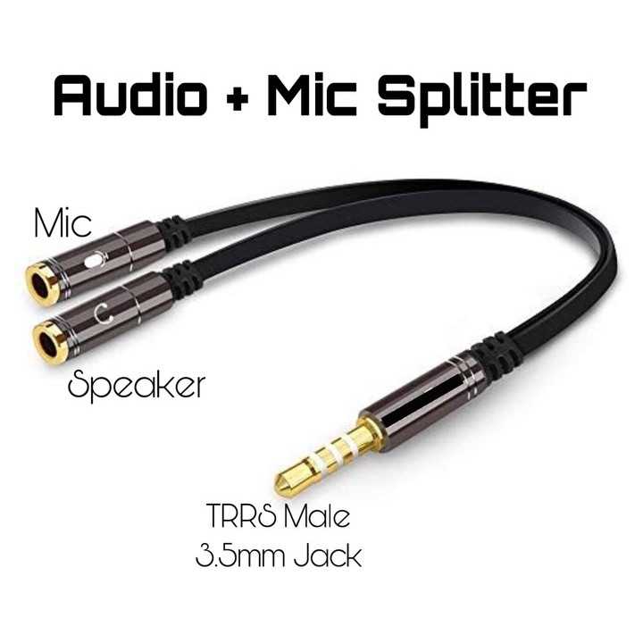 Adaptor cablu 4 pini 3.5 mm tata Jack la 2x Jack 3.5 mm mama 0.3m metal negru