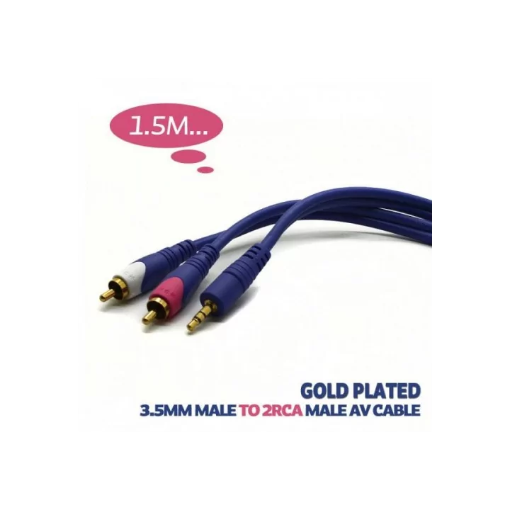 Cablu audio Jack 3.5 mm la 2x RCA 1.5m aurit