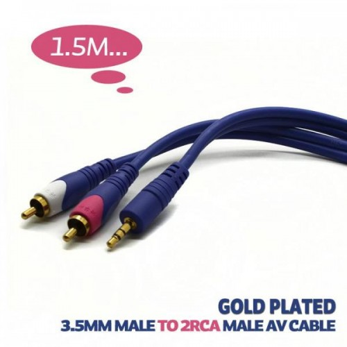 Cablu audio Jack 3.5 mm la 2x RCA 1.5m aurit