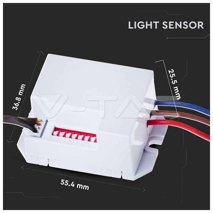 Mini senzor de miscare 6m 230V 400-800W 37x26x56 mm V-TAC SKU-5082
