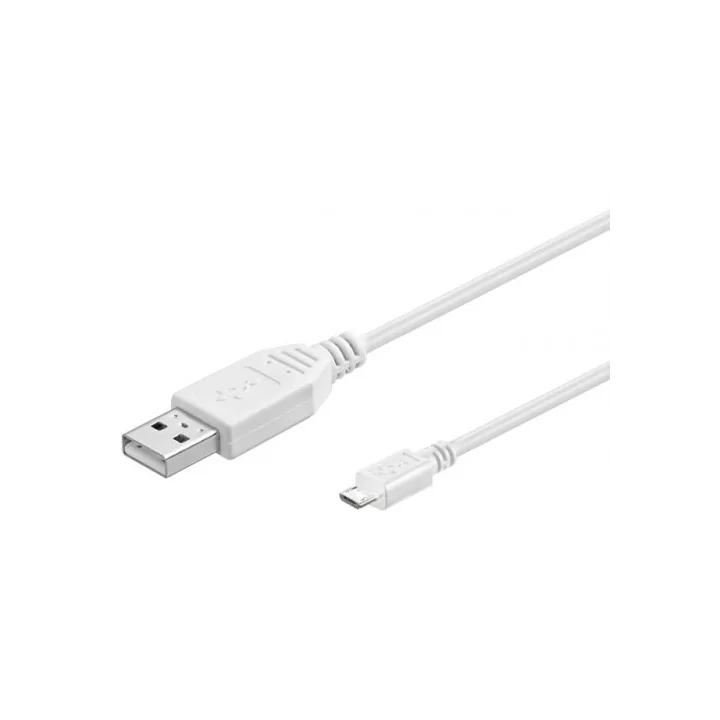 Cablu USB A tata la micro USB tata 1.8m Hi-Speed USB 2.0 alb Goobay