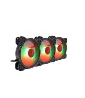 Set 3 ventilatoare Redragon F009 120mm iluminare aRGB + telecomanda si hub GC-F009