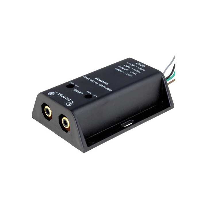 Convertor HI-LOW nivel semnale difuzor la 2x RCA audio aurit 40W Intrare cabluri 4CarMedia