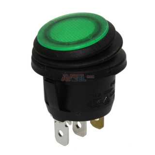 Intrerupator ROCKER SPST 2 pozitii OFF-ON cu retinere 10A/250VAC verde IP65 lampa cu neon SCI R13-112B8W-02-BGNN-0A-N2