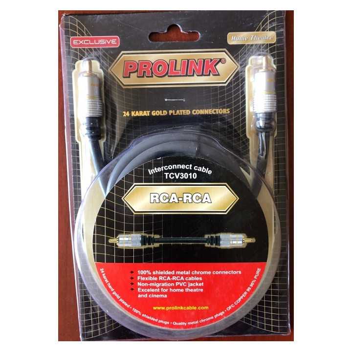 Cablu RCA mufa tata x1 din ambele parti 1.2m aurit negru PROLINK TCV3010-1.2