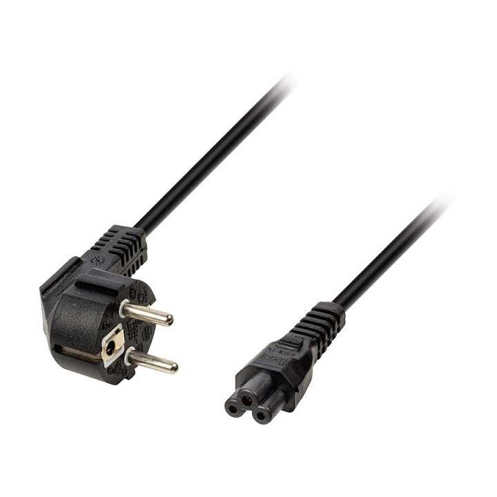 Cablu alimentare notebook/laptop 1.2m 10A Schuko tata 90 la IEC320-C5 mama negru H03VV-F3G 0.75mm2 conductor aliminiu cuprat