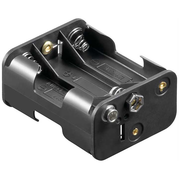 Suport baterie 6x AA R6 cu conector 9V negru 11467 Goobay