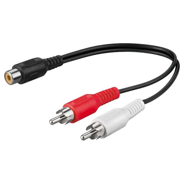 Cablu adaptor audio Y STEREO 2x RCA tata la 1x RCA mama 0.2m 50008 Goobay