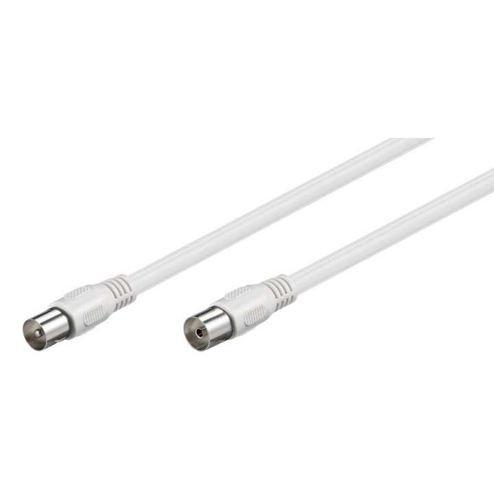 Cablu COAXIAL TV antena 1m mama-tata 75 ohm clasa A 85DB Dublu ecranat CCS alb 66612 Goobay