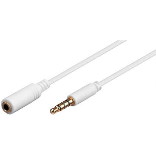 Cablu prelungitor 1m AUX casti 4-pin JACK 3.5 mm STEREO aurit mama-tata AWG28 cupru alb 62360 Goobay