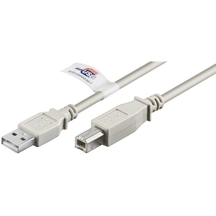 Cablu USB 2.0 HI-SPEED tatã tip A la USB 2.0 tatã tip B imprimanta 2m 480Mbit/s Cupru dublu ecranat gri 50831 Goobay