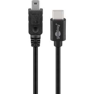 Cablu USB 2.0 USB type C tata la Mini USB tata 0.5m Cupru 0.48Gbit/s negru 67989 Goobay