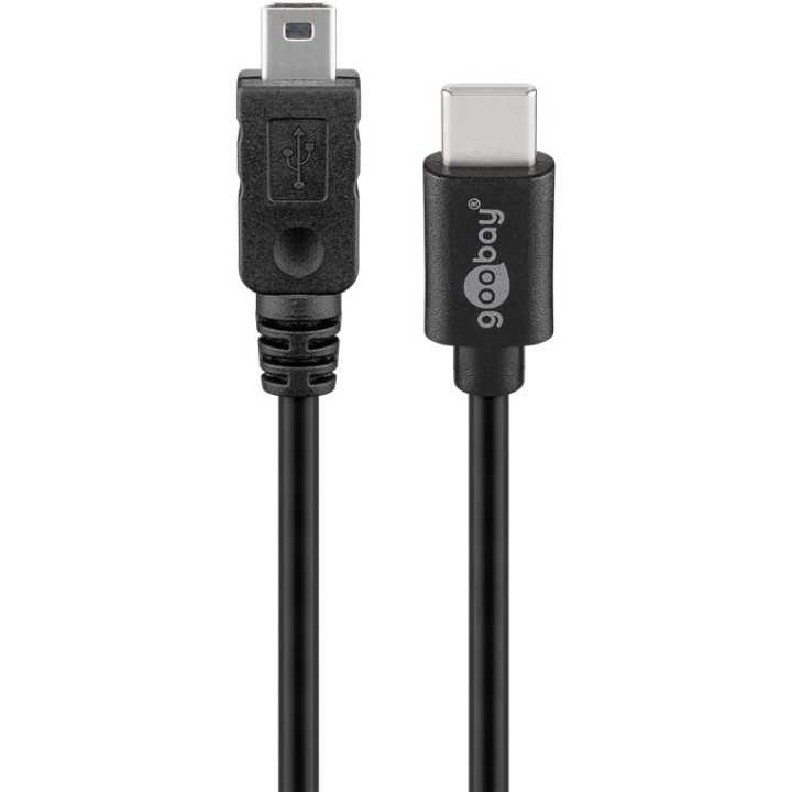 Cablu USB 2.0 USB type C tata la Mini USB tata 0.5m Cupru 0.48Gbit/s negru 67989 Goobay