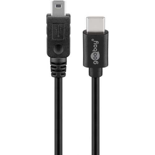 Cablu USB 2.0 USB type C tata la Mini USB tata 0.5m Cupru 0.48Gbit/s negru 67989 Goobay