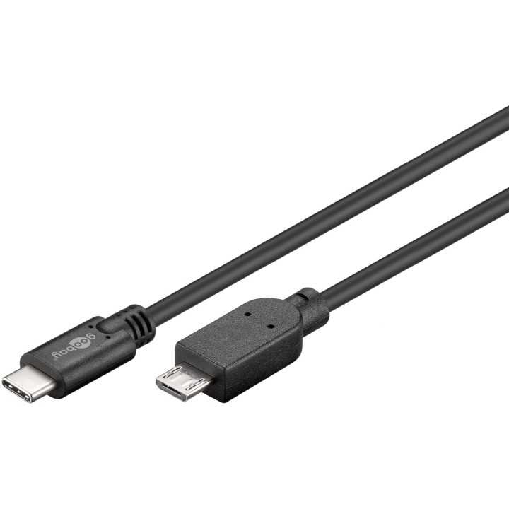 Cablu USB 2.0 type C la Micro USB 2.0 0.6m cupru 0.48Gbit/s negru 67992 Goobay