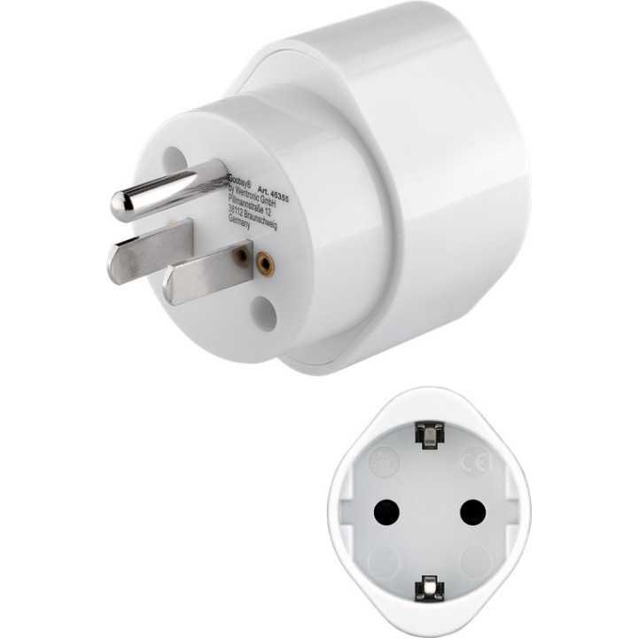 Adaptor Schuko Type F CEE 7/3 3250W 15A mama la tata SUA JAPONIA Type B NEMA 5-15 3-pin alb 45355 Goobay