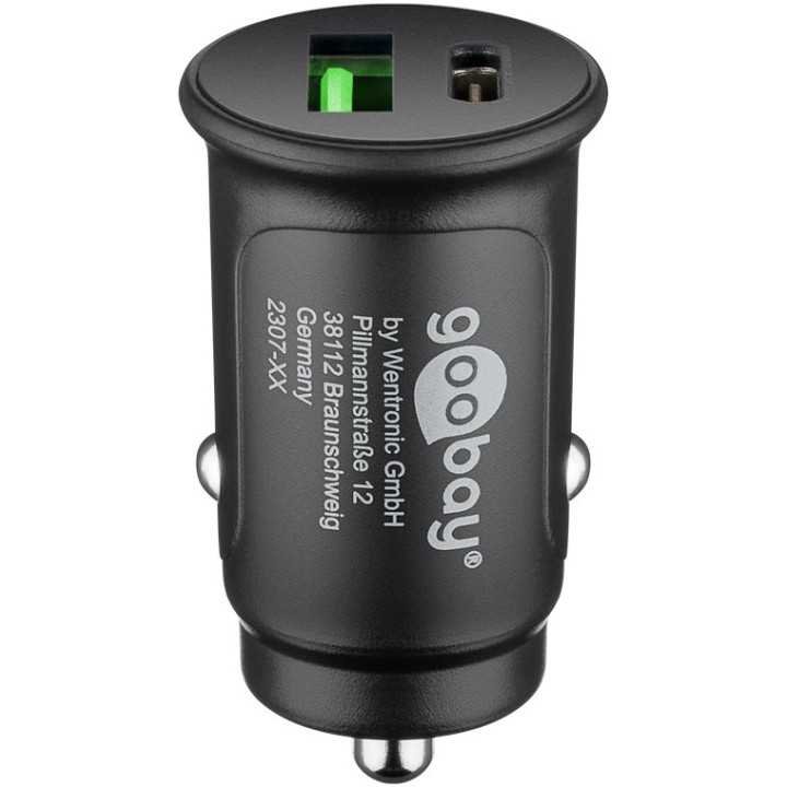 Incarcator auto 12/24V bricheta - DUAL USB A QC3.0/USB TYPE C FAST CHARGER PD 30W 55634 Goobay