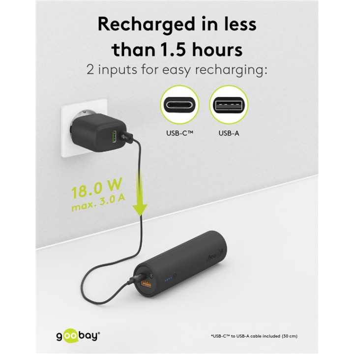 Power Bank 5.0 5000mAh suport pentru bicicleta negru USB-A/USB type C 3A 60656 Goobay