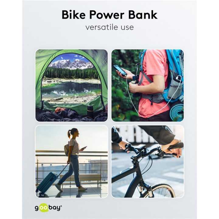 Power Bank 5.0 5000mAh suport pentru bicicleta negru USB-A/USB type C 3A 60656 Goobay