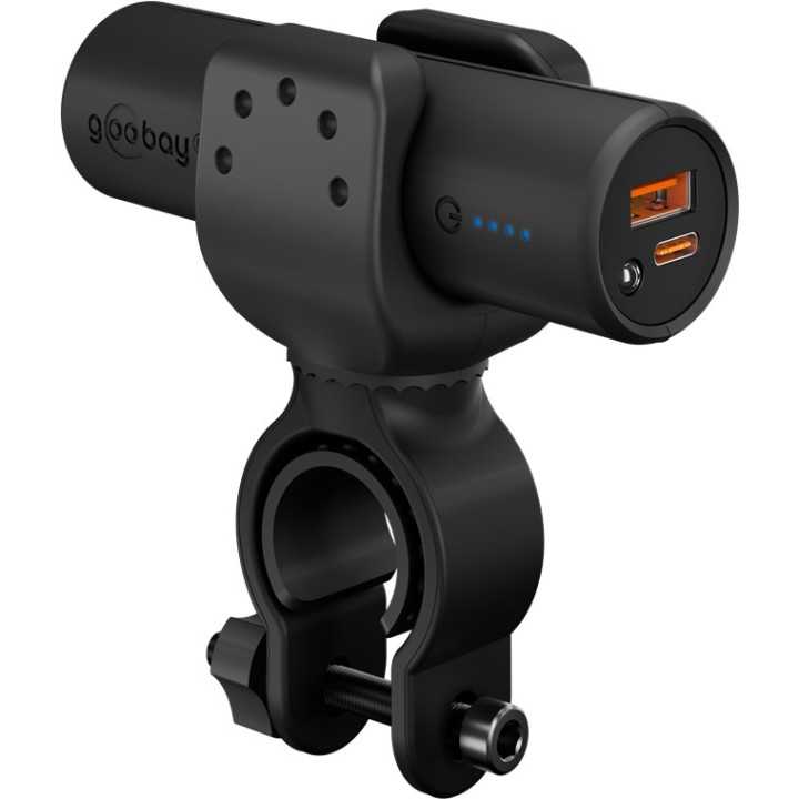 Power Bank 5.0 5000mAh suport pentru bicicleta negru USB-A/USB type C 3A 60656 Goobay