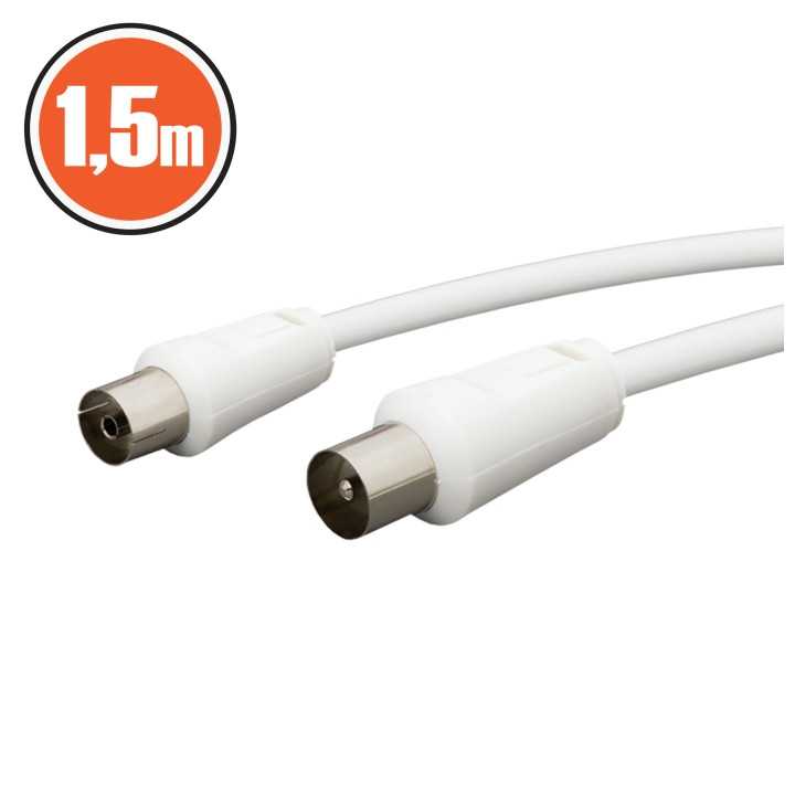 Cablu COAXIAL tata - COAXIAL mama 1.5m alb 20112