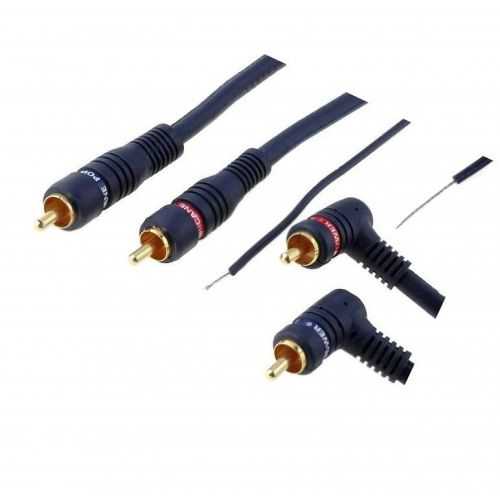 Cablu audio cu remote 2x RCA tata - 2x RCA tata la 90 grade 5m albastru 4CARMEDIA 11010
